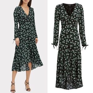Intermix Athena floral silk tie sleeve midi dress